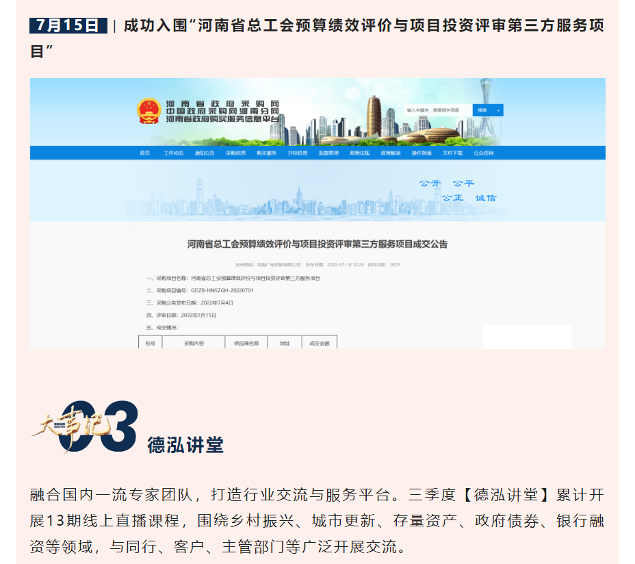 朝乾夕惕 孜孜不怠 | 德泓咨询2022年第三季度大事记
